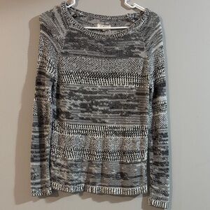 Lou & Grey Black and White Marled Crewneck Sweater